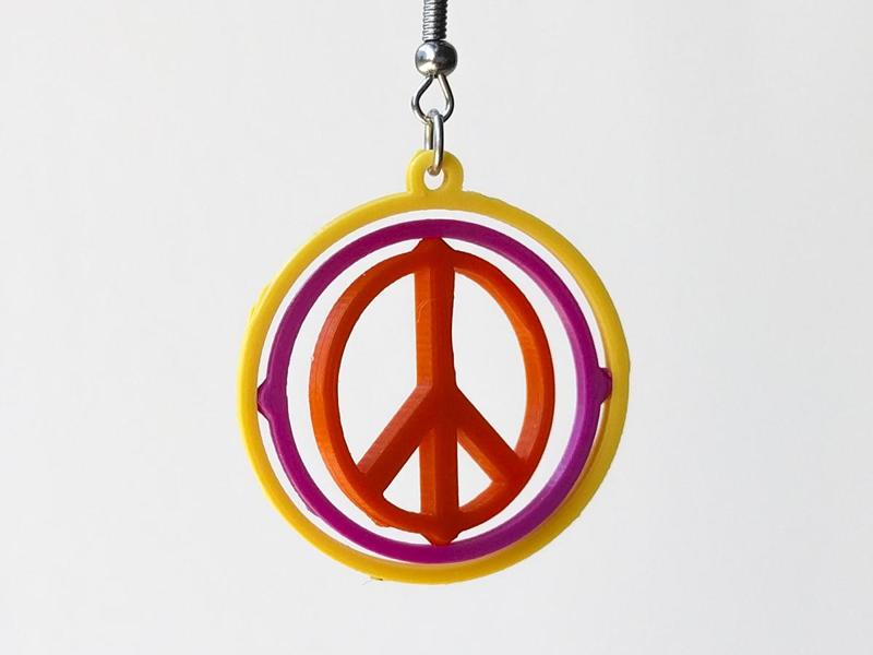 Gyro earrings with Peace sign