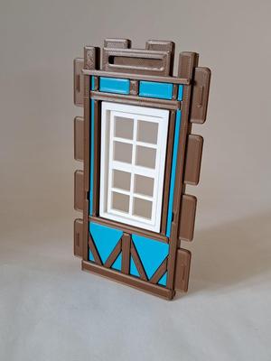 Custom Wall with 1 window for the Playmobil medieval framework house
