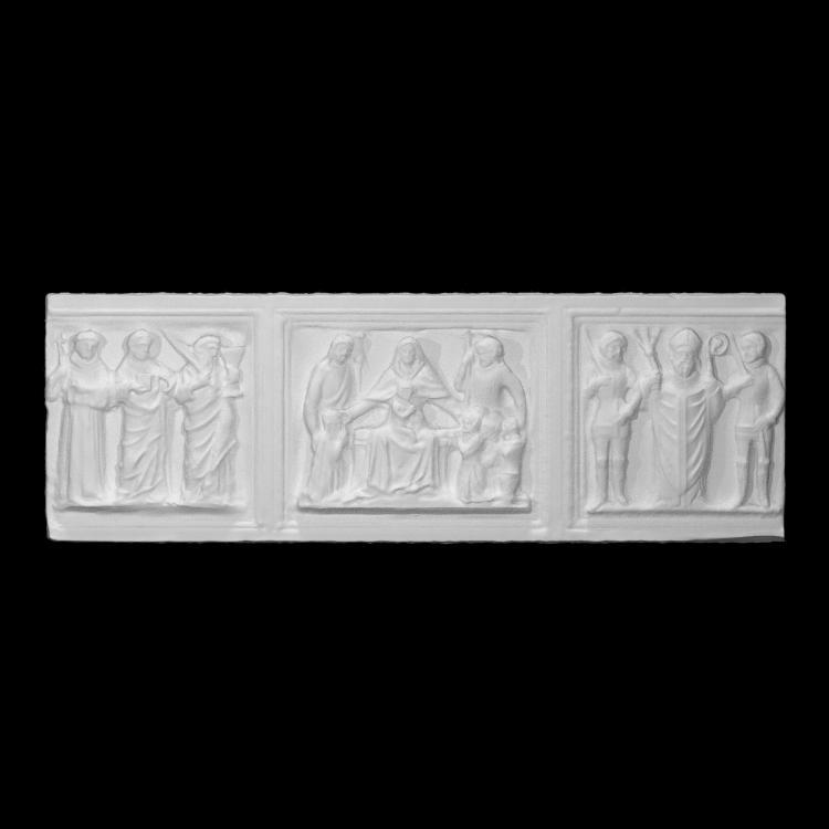 Madonna and child with devotees