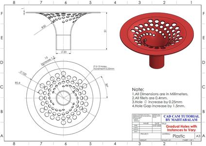 Graded holes with instance for varying the command in the circular pattern