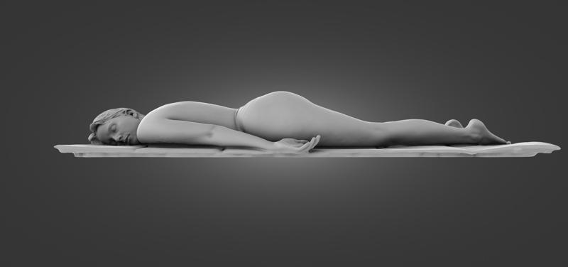 Female sunbathing without bra