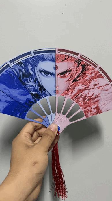 Folding Fan Nezha Multicolor Relief Nezha 2 Fan