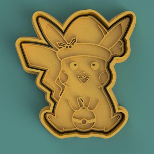 CORTANTE + ESTAMPA PIKACHU NAVIDAD / PIKACHU CHRISTMAS CUTTER + STAMP