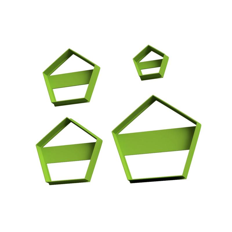 pentagon x4 cookie cutter - pentagon cutters - 4 sizes
