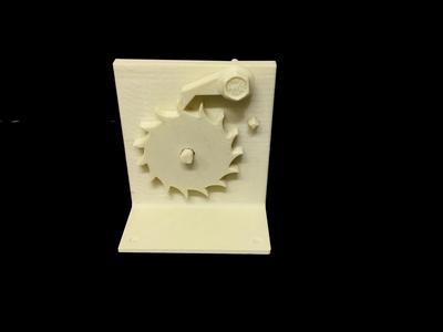 Ratchet and Pawl system.