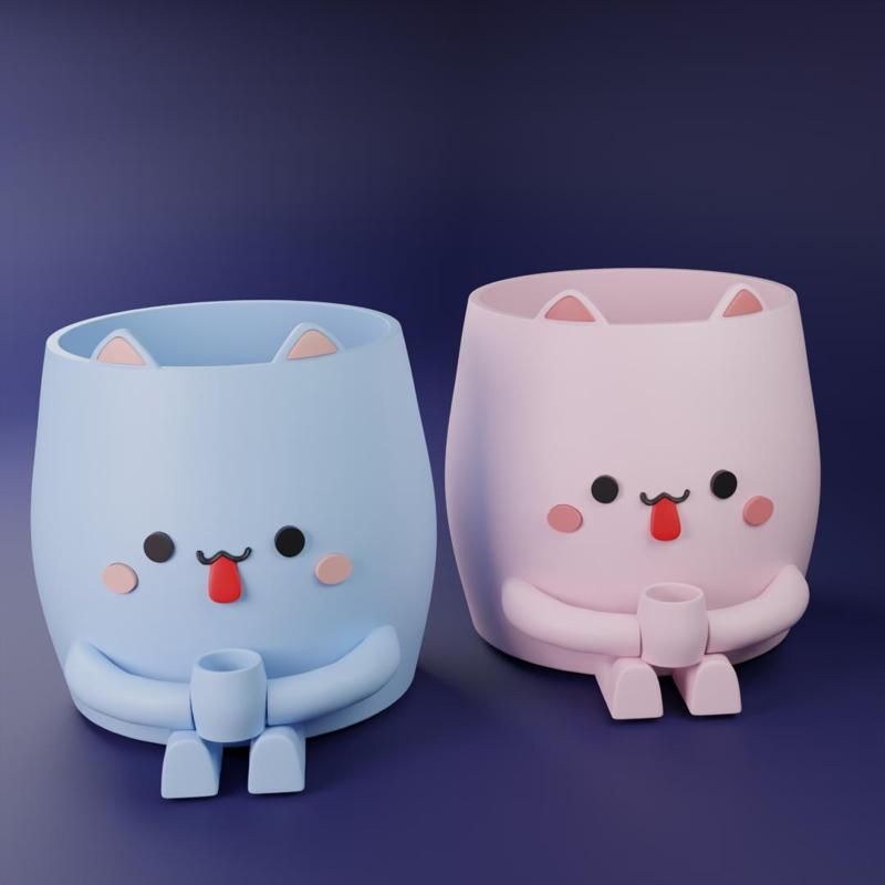 Vase and Pencil Case  with peach goma design