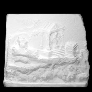 Relief with idyllic-sacred landscape