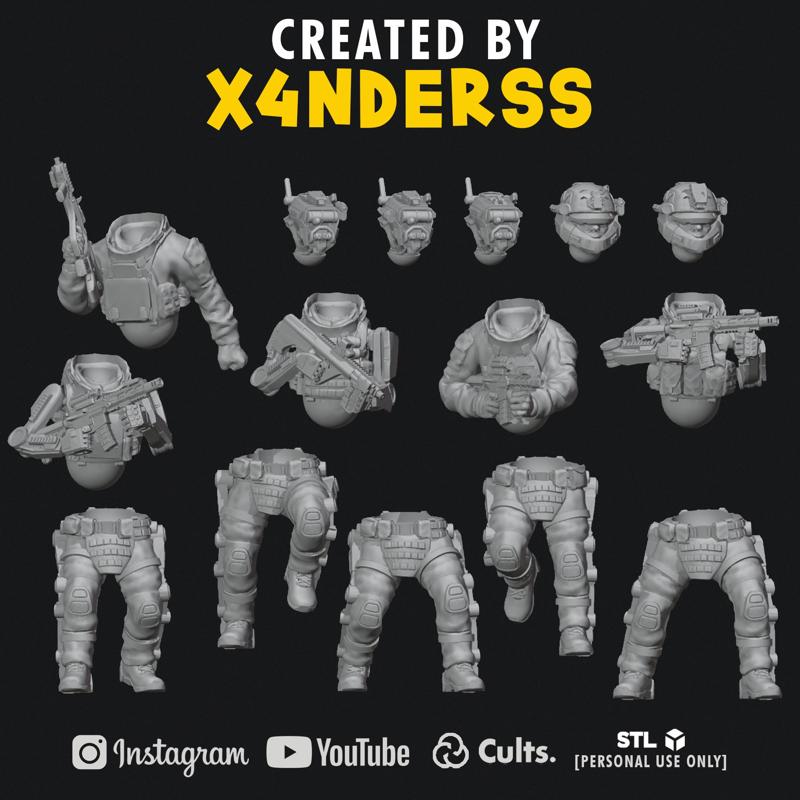 [X4NDERSS 1⁄48] MILITARY SET 17 FUTURISTIC • MODERN WARFARE • ARMY • MODULAR • LEGION SCALE • SOLDIER • SOLDIERS • MARINE • FUTURISTIC • ROBOT • ROBOTS • DROID • COD • RECON BREAKPOINT • MIDDLE EAST • BLACK OPS • FUTURE • MINIATURE • 3D PRINT •