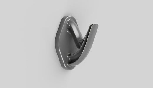 Stress optimized hidden screw print in place wall hook