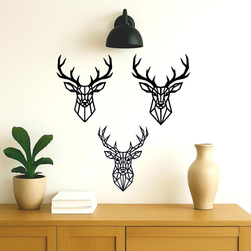 Set of 3 deer-shaped wall decorations