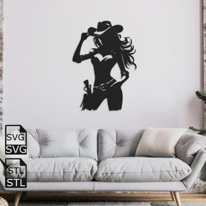 Cowgirl 2D Wall Art STL SVG