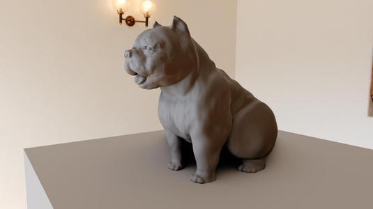 exotic bully bulldog smiling sitting on two legs stl