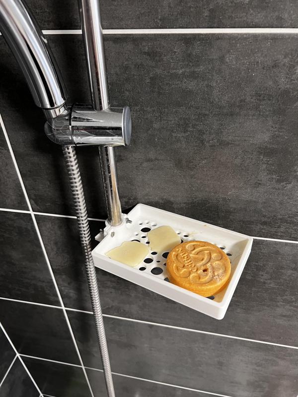 Soap holder for shower rail