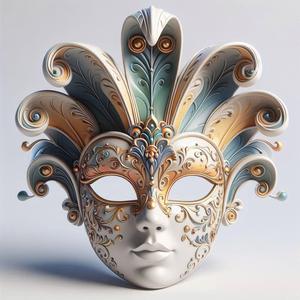 637 Venetian Carnival Mask Color 3D Model, magic, dragon, serpent, mask, gnome, gorgon, venetian carnival, wild, fox, monster, cat, fair, witch, werewolf, horror, beast, snake, troll, skeleton dance
