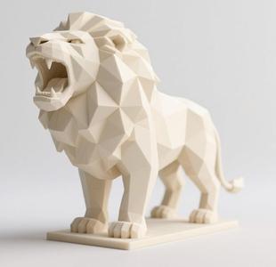 207 Low Poly Roaring Lion, character, monster, fantasy, art, sculpture, model, animal, 3d model, statue, creature, magic, 3d print, collectible, wood, sword, base, warrior, wild, low poly, lion, monkey