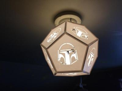 Mandalorian mask outline dodecahedron lampshade