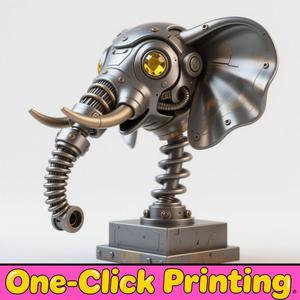 Mechanical Elephant Head Sculpture