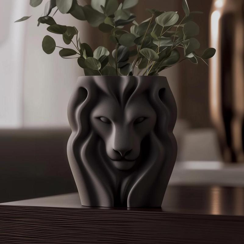 Lion Head Vase – Majestic 3D Printed Decorative Vase