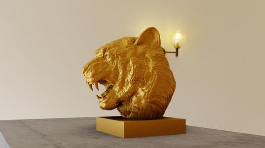 tiger head bust statue stl