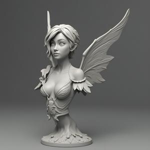 Fantasy Fairy Woman Bust 100mm - 3D Printable Model