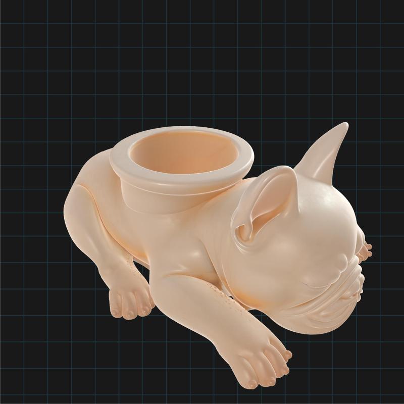 French Bulldog Planter 3D Model – Sleeping Dog Succulent Pot