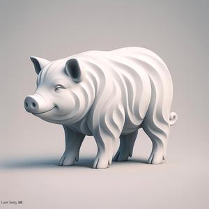 minimalist abstract pig statue
