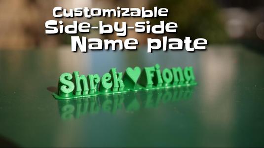 Sweeping side-by-side name plate