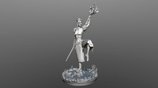 Mage female with staff of thunder and lightning