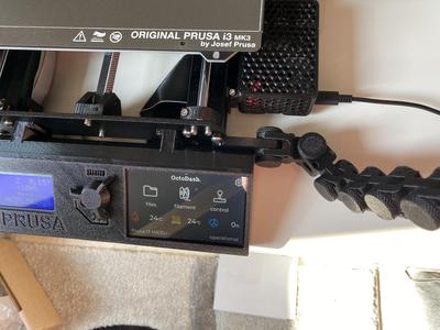Y-Rail Adapter modified for usage with Hyperpixel 4" Touchscreen LCD with Raspberry Pi4 for Octoprint and OctoDash for Prusa i3 MK3S+ (version without power button)