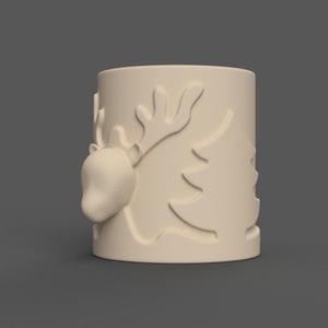 Candle Holder with Christmas deer, and a Christmas tree 003