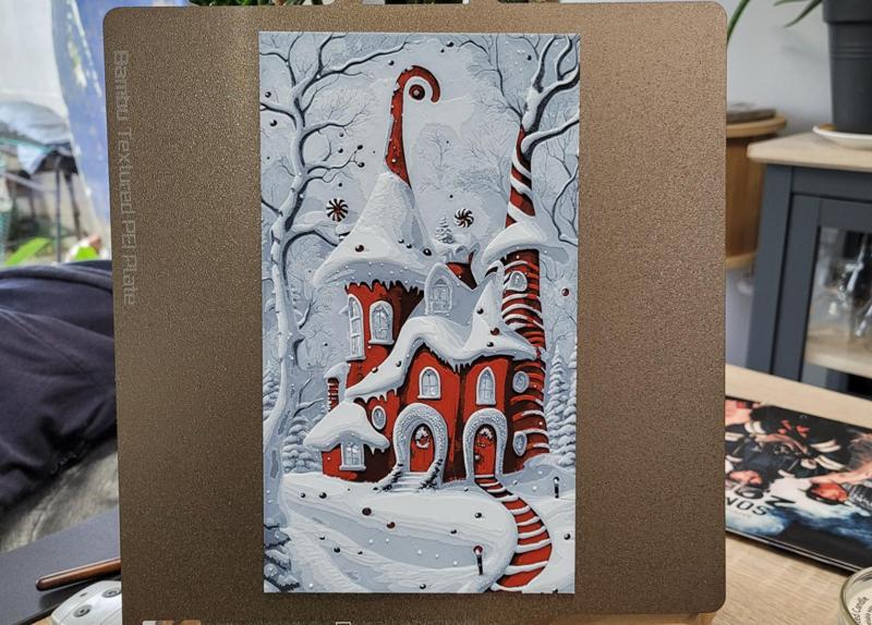 Red Christmas House in a Snowy & Foggy Forest - HF