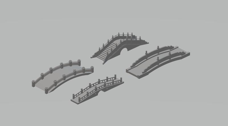 Chinese Stone Bridge 3D Print Model Low-poly 3D model