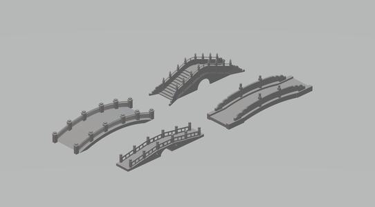Chinese Stone Bridge 3D Print Model Low-poly 3D model