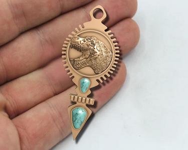 dinosaur pendant with  American Turquoise