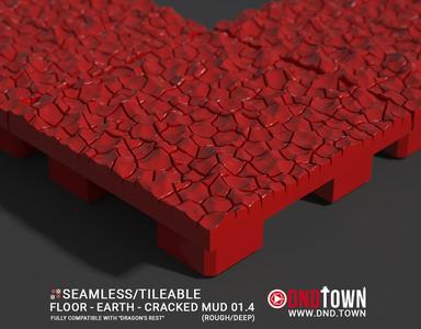 Floor - Earth - Cracked Mud 1.4 (ROUGH/DEEP) - 3D Modular Dungeon Tile - DnD Town Minis (www.dnd.town)