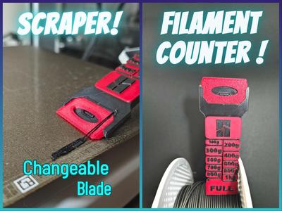 Filament Checker + Bed Scraper Combo