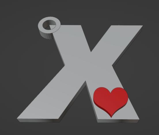 KEYCHAIN LETTER X WITH HEART