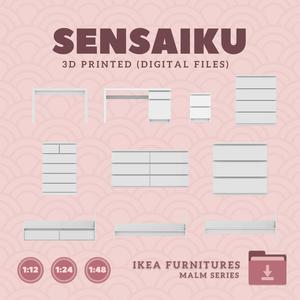 Miniature Replica Malm Furniture Series - IKEA (1:12,24,48) - 3D Print Instant Download