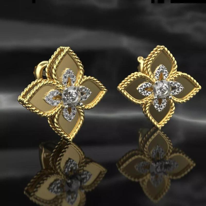 Flower Earrings With Gems