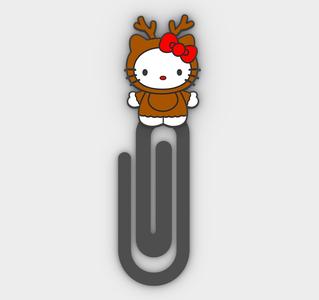 Paperclip HELLO KITTY IN A REINDEER COSTUME - bookmark - 3MF pre-painted , STL