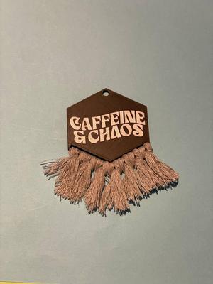 Caffeine and chaos macrame charm blank