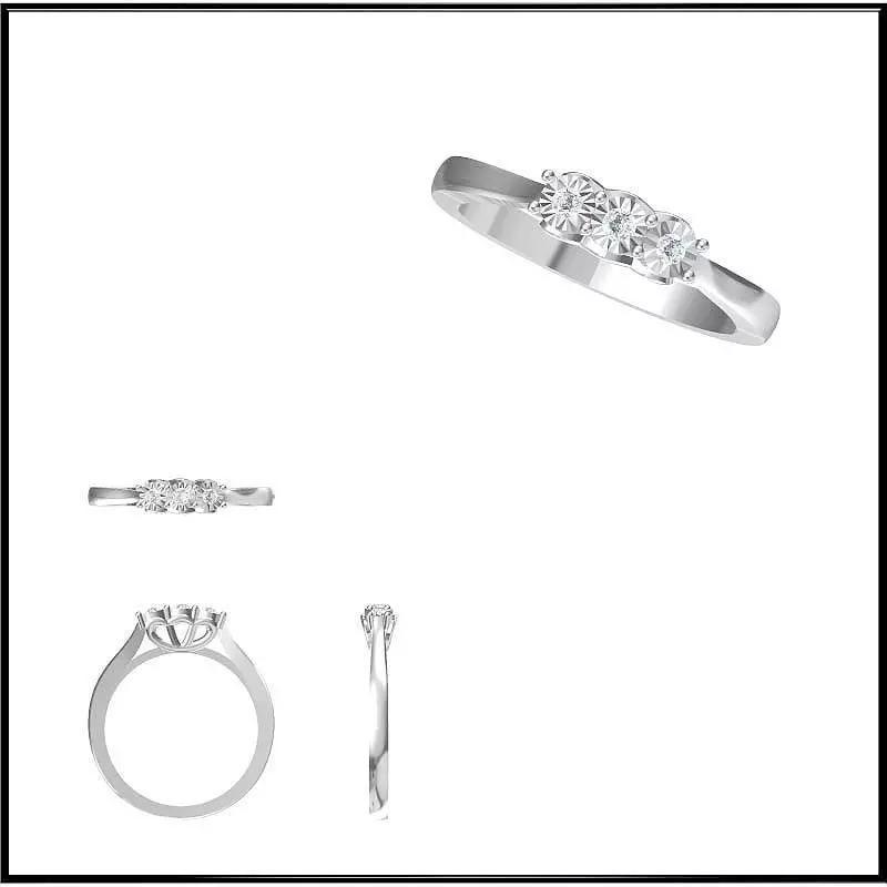 JCD Format Vintage three stone ring rings metal file