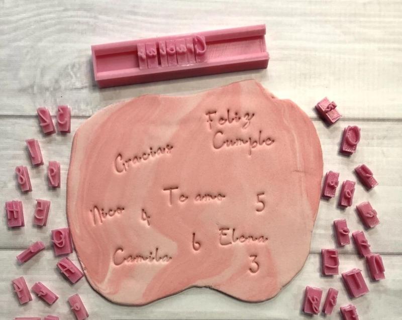 Alphabet stamps cursive lowercase + uppercase + numbers 1cm