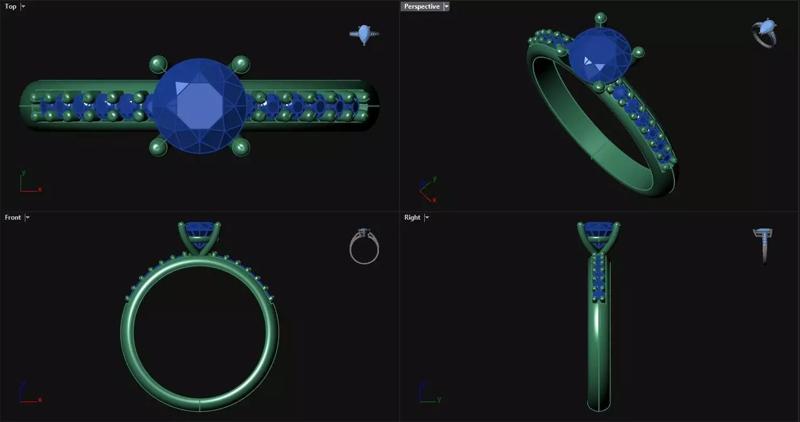 4 Prong Engagement Ring with sidestones