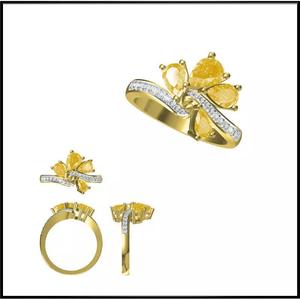 JCD Format Unique color stone rings cad cam jewelry