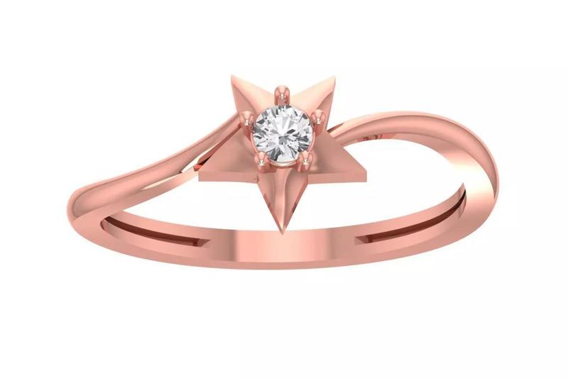 Unique Solitaire Star Wedding Engagement Ring for Women