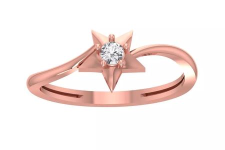 Unique Solitaire Star Wedding Engagement Ring for Women