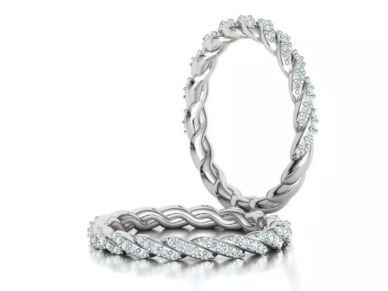 Wave Eternity Ring Diamond Band Spiral Design