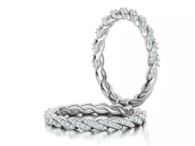 Wave Eternity Ring Diamond Band Spiral Design