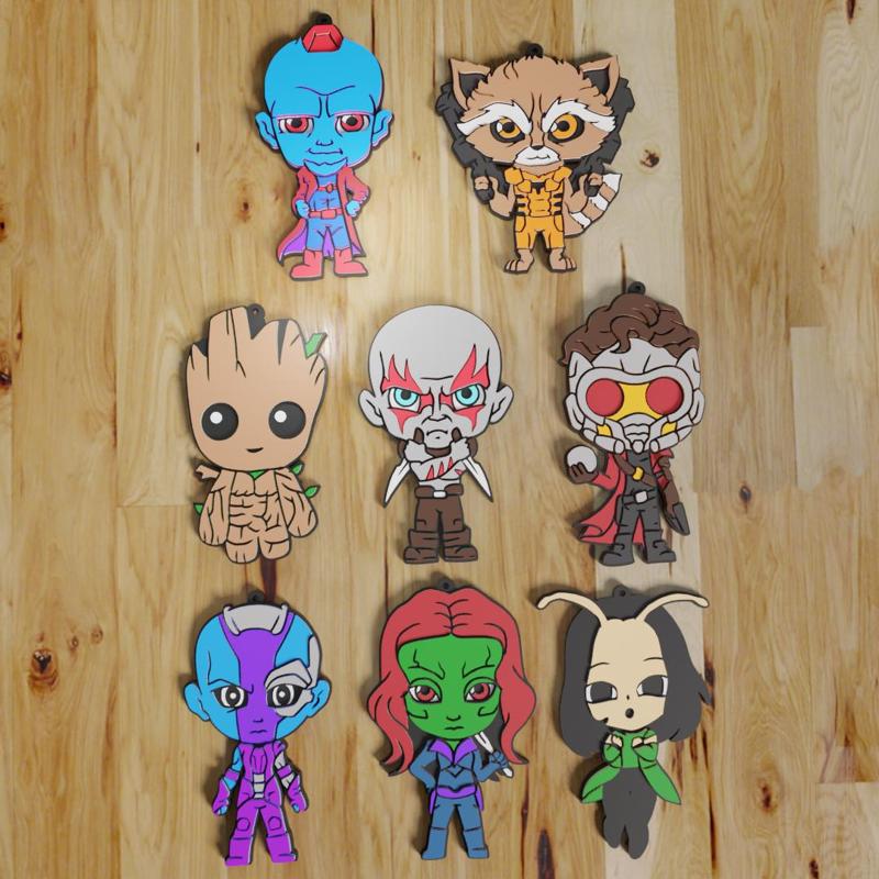 PACK 8 KEYCHAINS / KEYCHAIN / GUARDIANS OF THE GALAXY MAGNETS (STL AND 3MF)